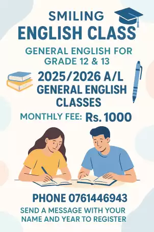Genaral English classes for 2025/2026,2027 AL Only Rs.1000 Monthly