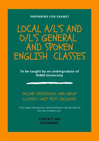General and Spoken English classes for A/L students