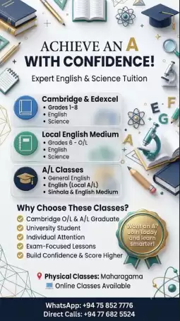 General English and English classes are available for alevel students