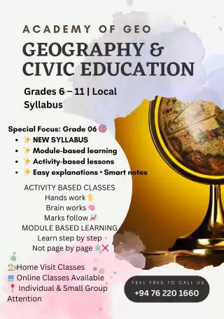 GEOGRAPHY & CIVIC EDUCATION Grades 6 – 11 | Local Syllabus(English & Sinhala Medium)