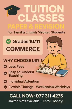 Grade 10&11 Commerce classes for tamil and english medium c