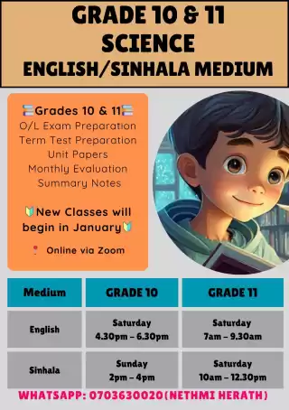 Grade 10 &11 Science Group Classes (English/Sinhala Medium)