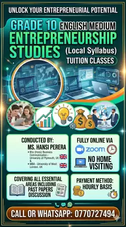 Grade 10 English Medium Entrepreneurship Studies Local Syllabus Tuition Classes