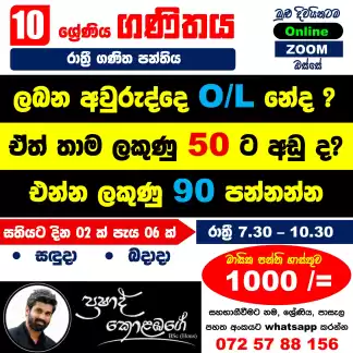 Grade 10 Maths (Sinhala Medium)