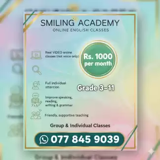 grade 3 to 11 Online English classes at smiling academy