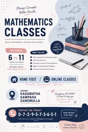 Grade 6-11 Mathematics classes Group/Home Visit/Online