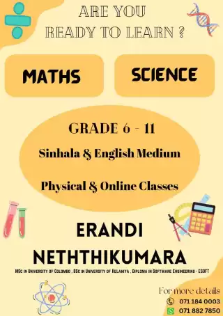 Grade 6-11 Science, Maths, ICT(English Medium / Sinhala Medium) :(Local Syllabus/Cambridge Syllabus)