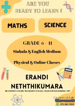 Grade 6-11 Science, Maths, ICT(English Medium / Sinhala Medium) :(Local Syllabus/Cambridge Syllabus)