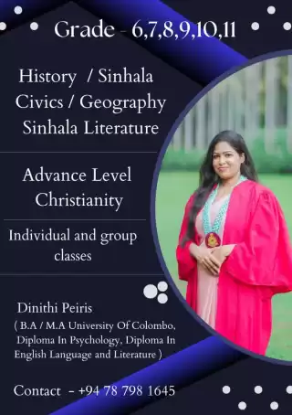 Grade 6-11 Sinhala,History,Civics and Sinha LLiterature classes available