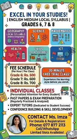 Grade 6, 7, 8 English Medium Local Syllabus