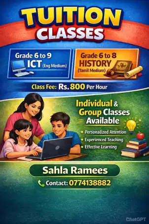 Grade 6–9 ICT Classes in English | Grade 6–8 History Classes in Tamil