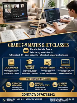 Grade 7-9 Maths & ICT Classes - Online via Zoom*💻