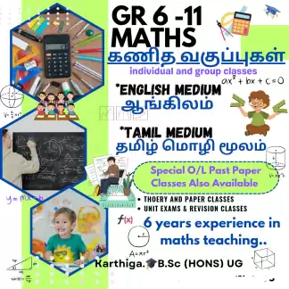 Grade 8 to 11 Maths classes, ENGLISH And TAMIL Medium