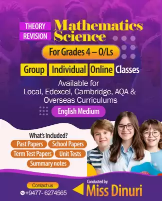 Group and Individual Online Classes for Grades 4 – O/Ls Available for Local, Edexcel, Cambridge, AQA & Overseas Curriculums Medium: English