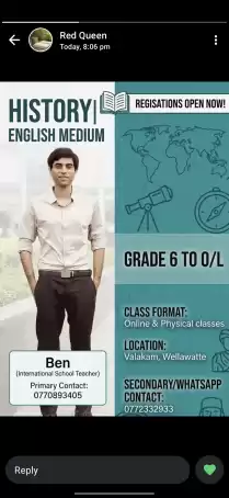 History classes grade 6 to 11, National syllabus