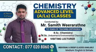 Home visit classes for Chemistry(Advanced level 2027/2028)English /Sinhala medium