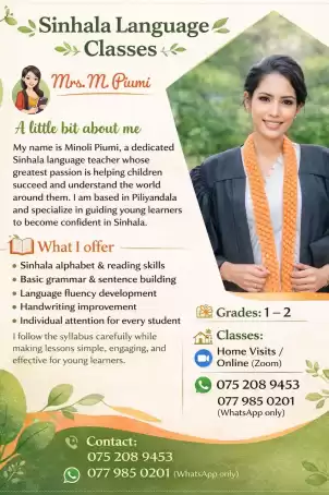 Home Visiting Sinhala Class for International Schools Students