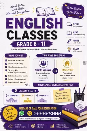Home Visits/Group Classes ENGLISH Grade 6-11