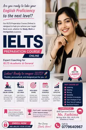 IELTS FAST PREPARATION COURSE FOR LADIES