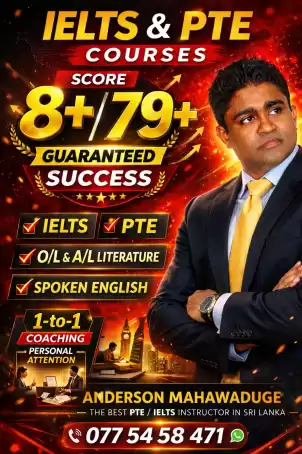 IELTS / PTE / O/L & A/L LITERATURE and SPOKEN ENGLISH COURSES