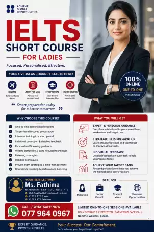 IELTS SHORT COURSE FOR LADIES
