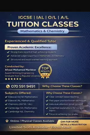 IGCSE | IAL | O/L | A/L Maths & Chemistry Tuition – Results-Focused Classes
