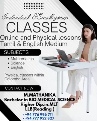 Individual and group classes in Maths, science and English