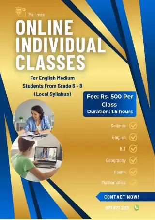 Individual Online Classes for Grades 6 - 8 (English Medium - Local Syllabus)