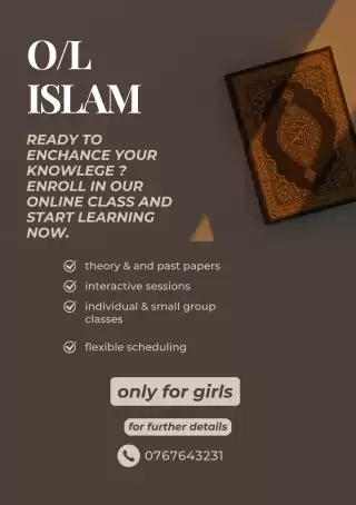 Islam class from grade 6 to o/l