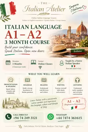 🇮🇹 Italian A1–A2 | 3-Month Online Course