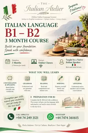 🇮🇹 Italian B1–B2 | 3-Month Online Intermediate Course