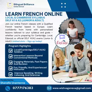 Join our online French classes with a Qualified French teacher based in Europe.