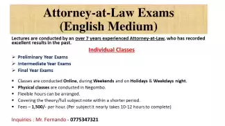 Law College Attorney at Law Exams (English Medium)