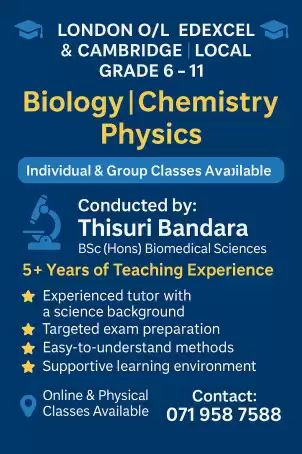 London/Local - Grade 6-11(Biology, Chemistry, Physics) Tuition