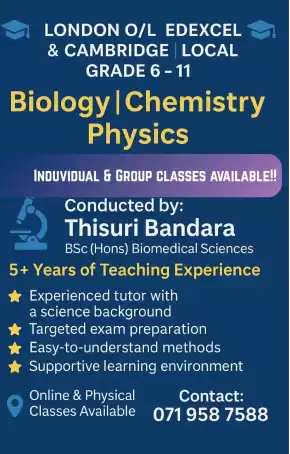 London/Local- Grade 6-11(Biology, Chemistry, Physics)tuition