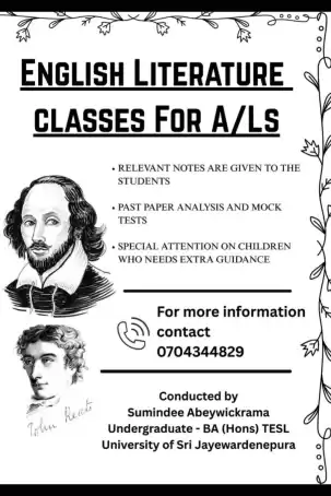 Looking for English Literature Classes for A/L ?