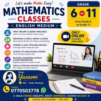 📚✨ Mathematics Classes – English Medium and Sinhala medium ✨📚