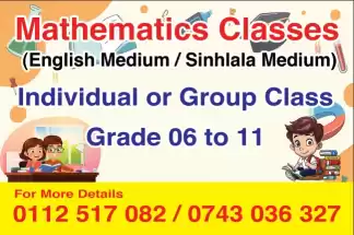 Mathematics Classes For grade 6-11 (English Medium/ Sinhala Medium)