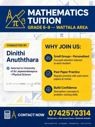Mathematics classes for grade 6 to 9