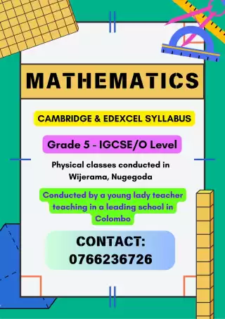 Mathematics Classes For Students From Grade 5 To O-Level/IGCSE- Edexcel & Cambridge Syllabus
