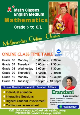 Mathematics Classes - Grade 6-11 - English medium