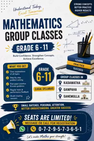 Mathematics Classes (Individual/Group) Grade 6-11