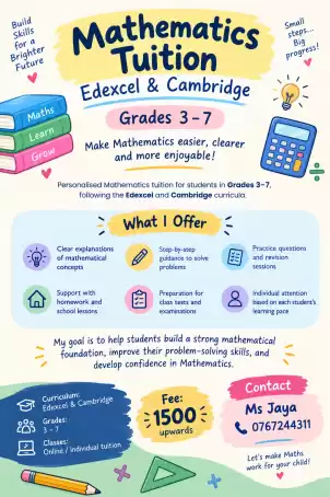 Mathematics Tuition for Grades 3–7 | Edexcel & Cambridge Curriculum
