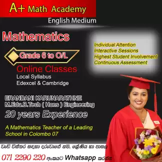Mathematics Tution Classes - English medium - Local syllabus, Edexel & Cambridge - Grade 6-11