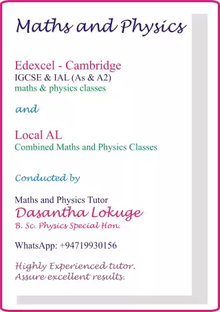 Maths and Physics Edexcel - Cambridge- Local - AL