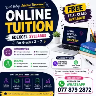 Maths and Science Classes- Grade 3 - 7(Edexcel Syllabus)