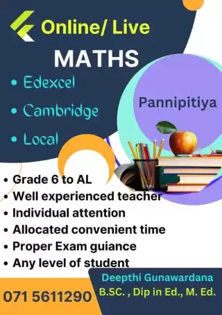 Maths Grade 6 to AL clzs @ Pannipitiya