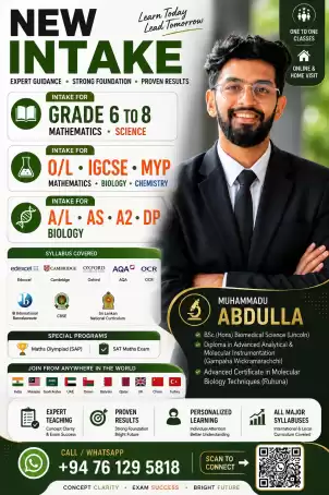 MATHS SCIENCE BIOLOGY HOME VISIT CLASSES SRI LANKA