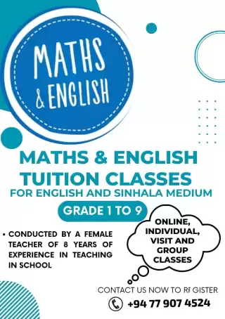 MATHS TUTION CLASSES FOR ENGLISH MEDIUM GRADE 1 TO 11