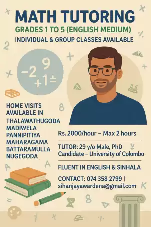 Maths Tutoring for grades 1 to 5 (English medium)